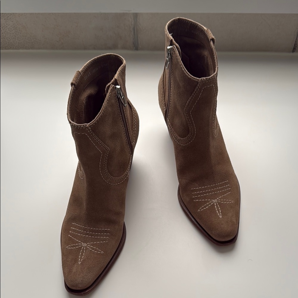 Dolce Vita Brown Ankle Booties with Suede Finish